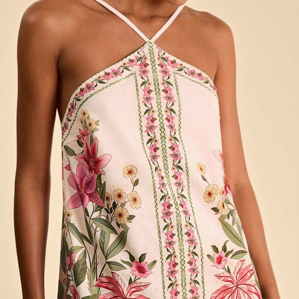 Multicolor Boho Women's Flower Print Mini Dress - Picture 3 of 6